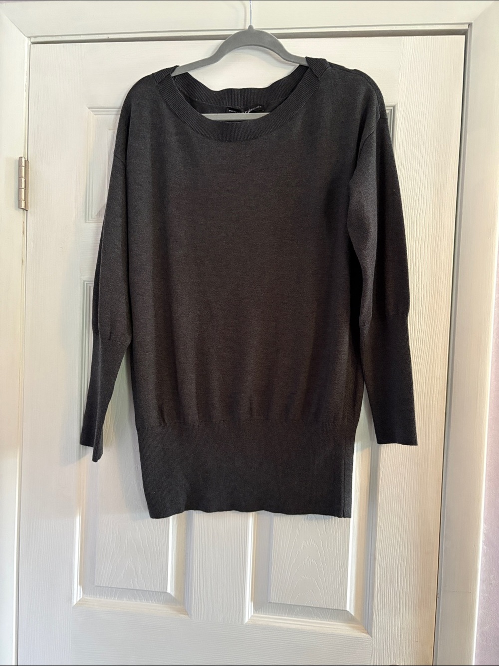 White House Black Market Dark Charcoal Crewneck Sweater
